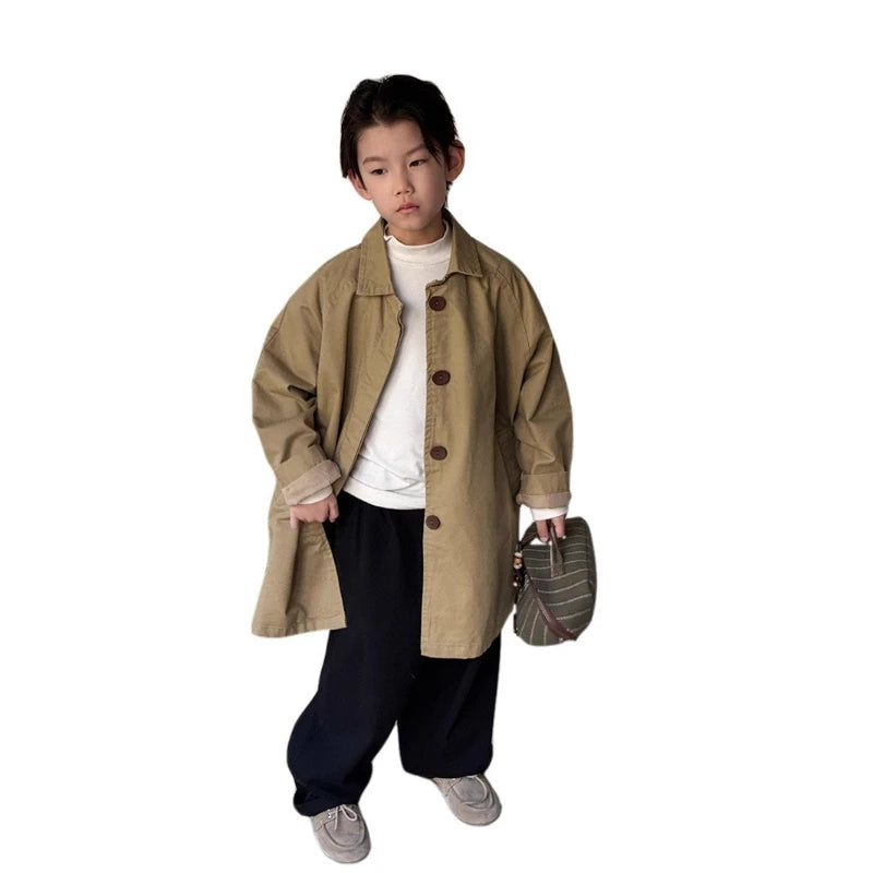 2025 Autumn High-end Children's New Stylish Medium to Long Versatile Windbreaker Jacket