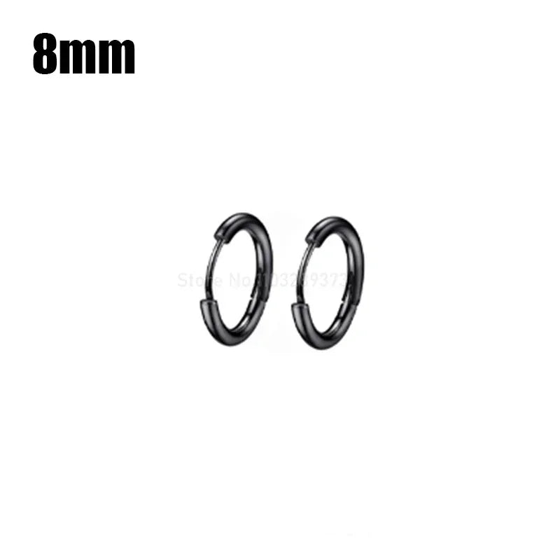 8-20mm Simple Stainless Steel Small Hoop Earrings for Women Men Minimal Gold Silver Black Color Huggie Hoops Jewelry Accessories