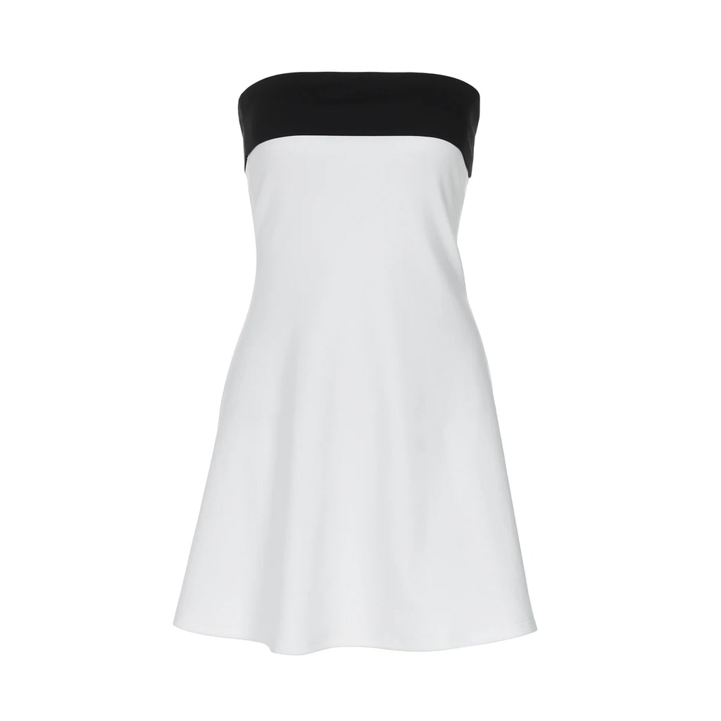 Hugcitar Colorblock Patchwork Bandeau Mini Dress – Sexy Bodycon Summer 2025, Party & Festival
