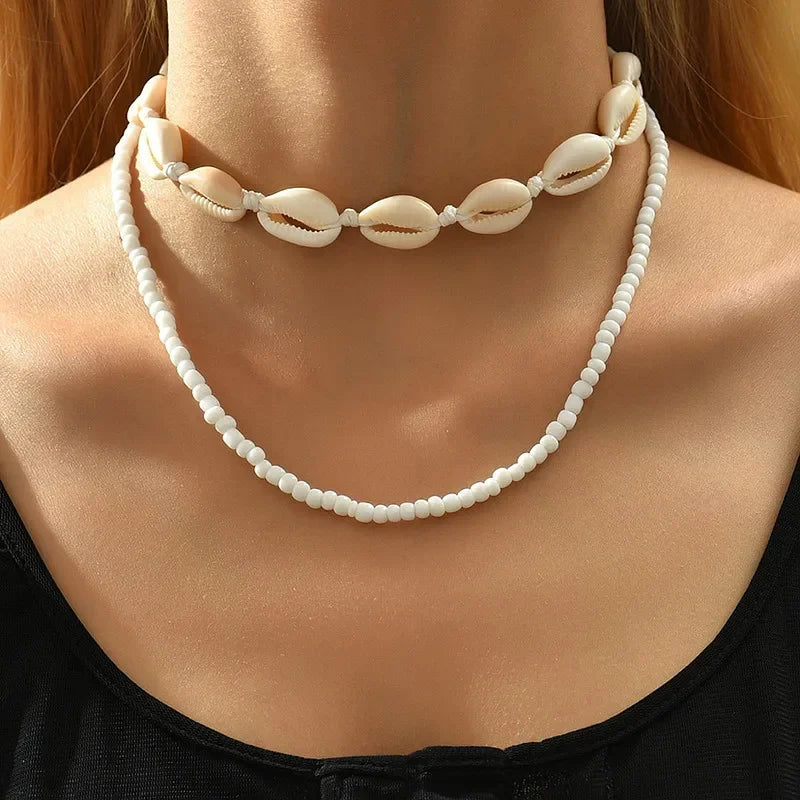 New Beach Style Seashell Necklace Beaded Choker Necklaces for Women Handmade Starfish Pendant Fashion Ocean Jewelry Чокер