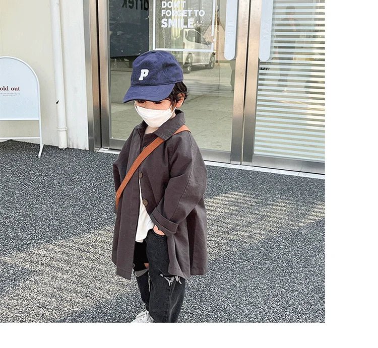 Kids Boys Girls Thin Jacket Coats 2025 New Arrival Children Csual Long Windbreaker Apricot Coffee Navy Spring Autumn Cotton Tops