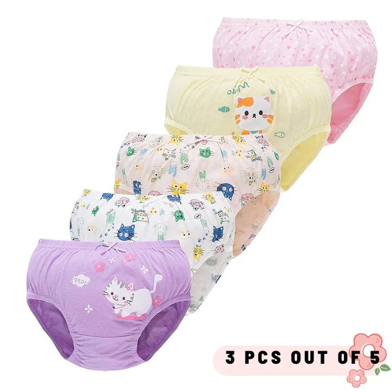 3Pcs/Lot Children Triangle Underwear High Quality Cotton Washable Girls Briefs Cute Cat Cartoon Kids Panties For Girl 3-14 Years