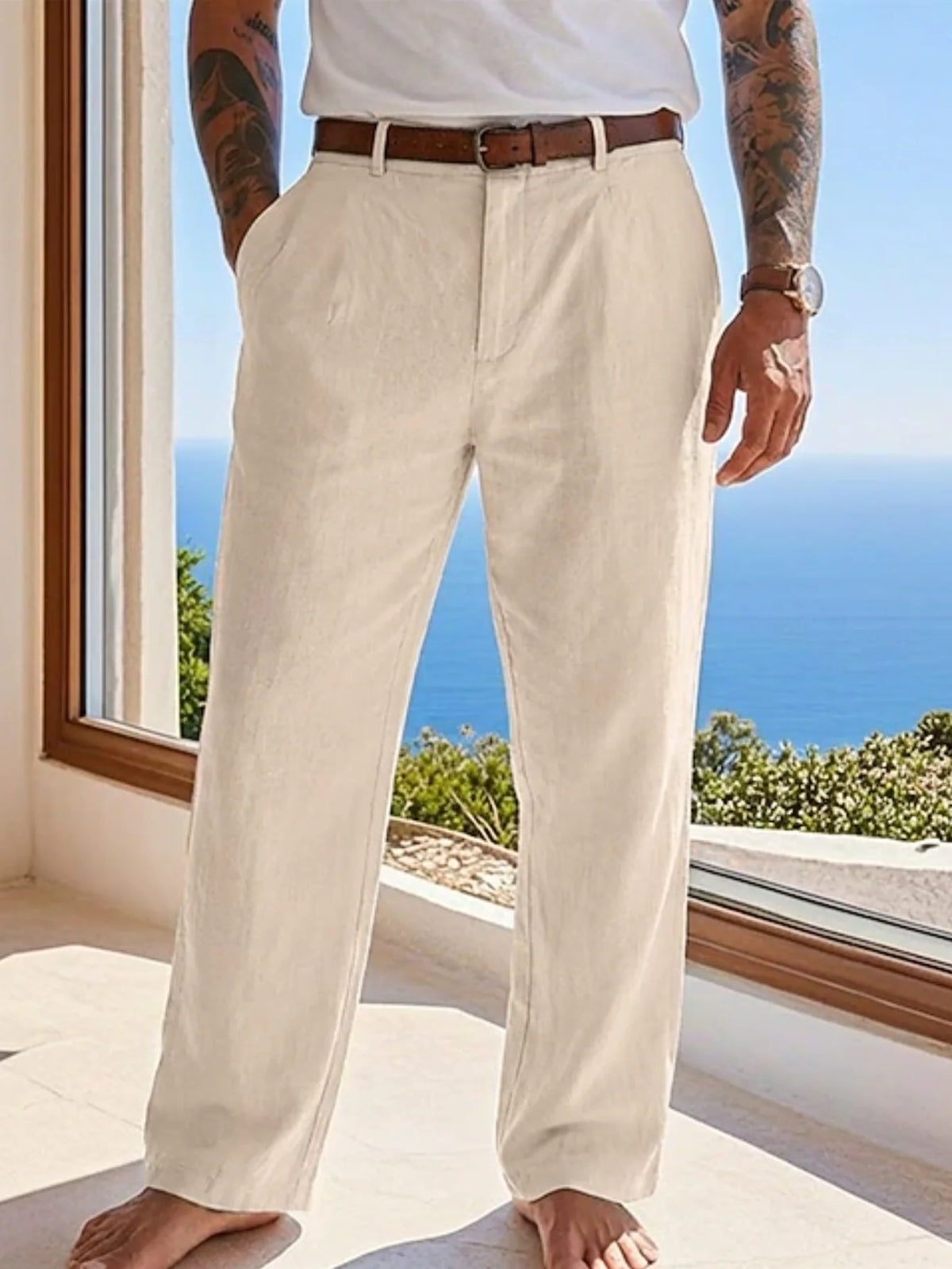 Pantalon Lin Droit – Homme