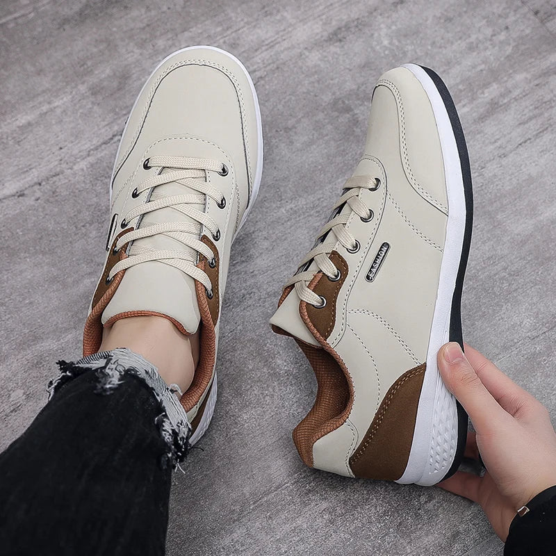 YRZL Men's Shoes Spring Autumn Waterproof Walking Sneakers Leisure Male Leather Sports Shoes Non-Slip Footwear Tennis for Men