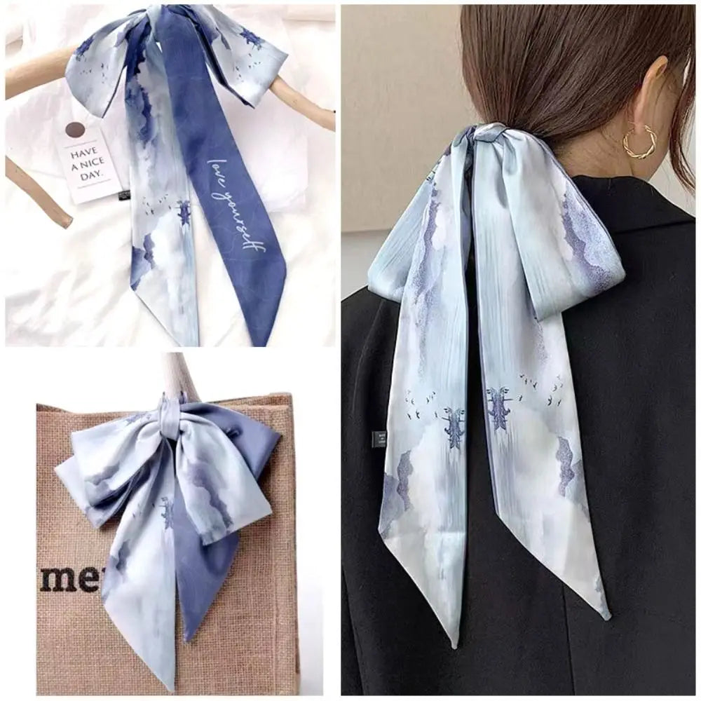 Fashion Floral Headband Oil Painting Ribbon Headscarves Chinese Style Hair Ribbon Scarf