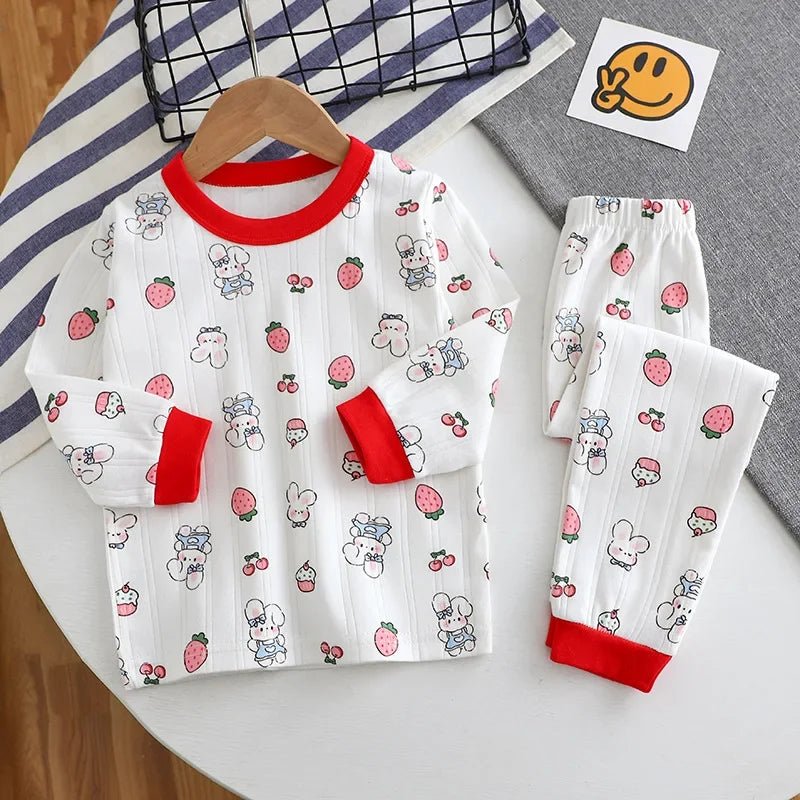 Children Home Clothing Set Christmas Patterned Cotton Pajamas Boys and Girls Long Sleeved Underwear Suit Baby Clothes