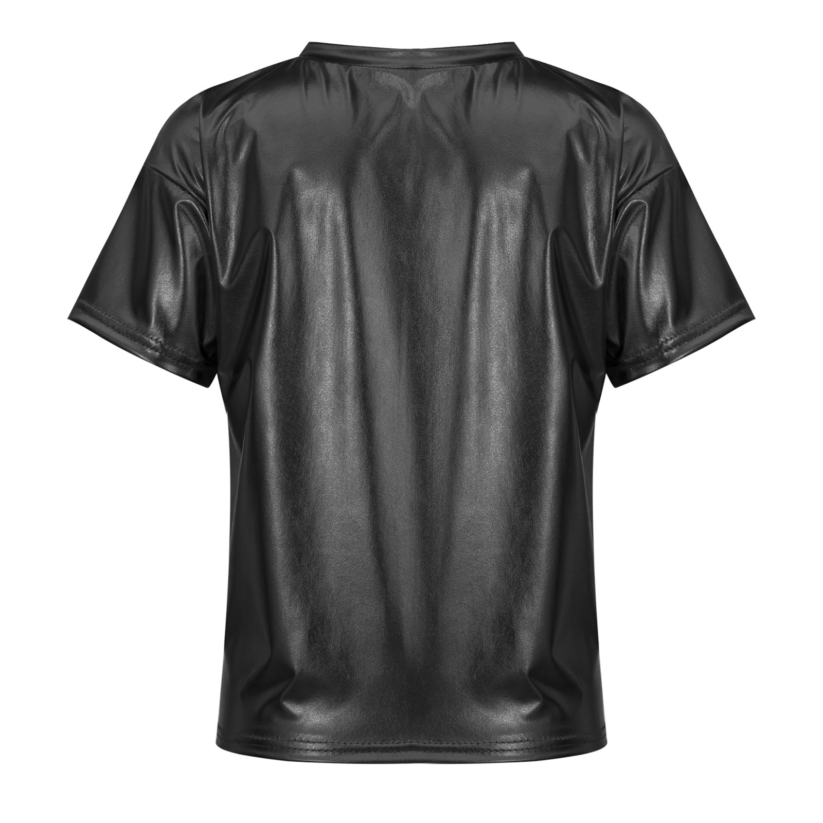Children T-Shirt Shiny Metallic Short Sleeve Clothes Girl Boys Kids T-Shirt Hip Hop Jazz Dance Costume Top Performance Dancewear