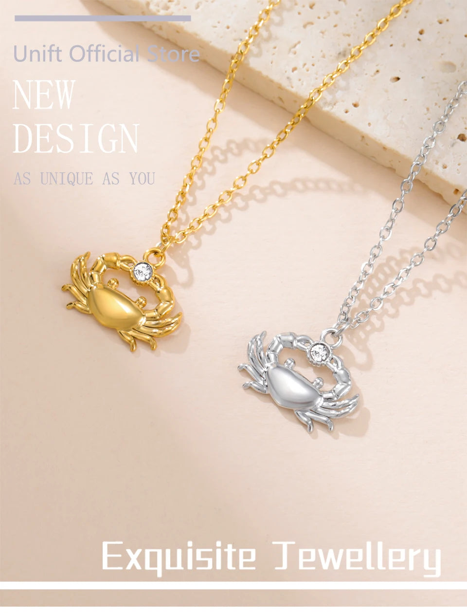 Unift Boho Ocean Style Sea Crab Necklace for Women Stainless Steel Gold Color Aesthetic Fashion Beach Summer Jewelry Gift New