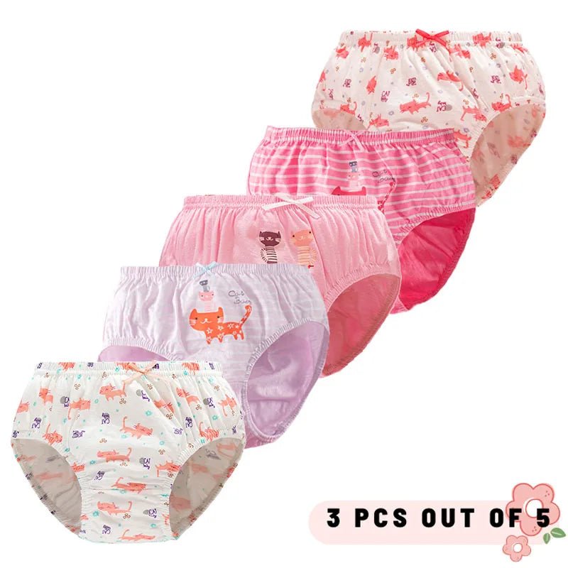 3Pcs/Lot Children Triangle Underwear High Quality Cotton Washable Girls Briefs Cute Cat Cartoon Kids Panties For Girl 3-14 Years