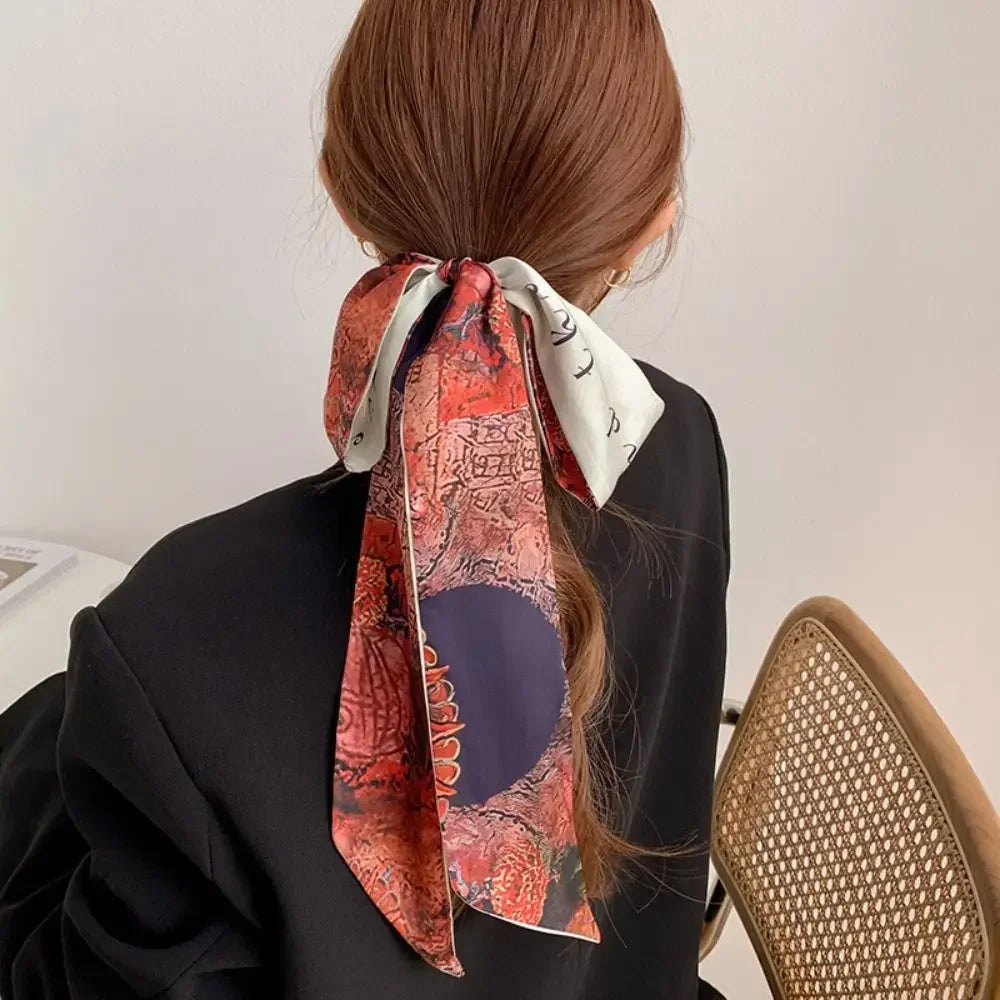 Fashion Floral Headband Oil Painting Ribbon Headscarves Chinese Style Hair Ribbon Scarf