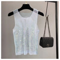 Débardeur brillant avec perles de cristal, Club de fête, Sexy, ajouré, diamants estampage, Camis Winky, gilet sans manches