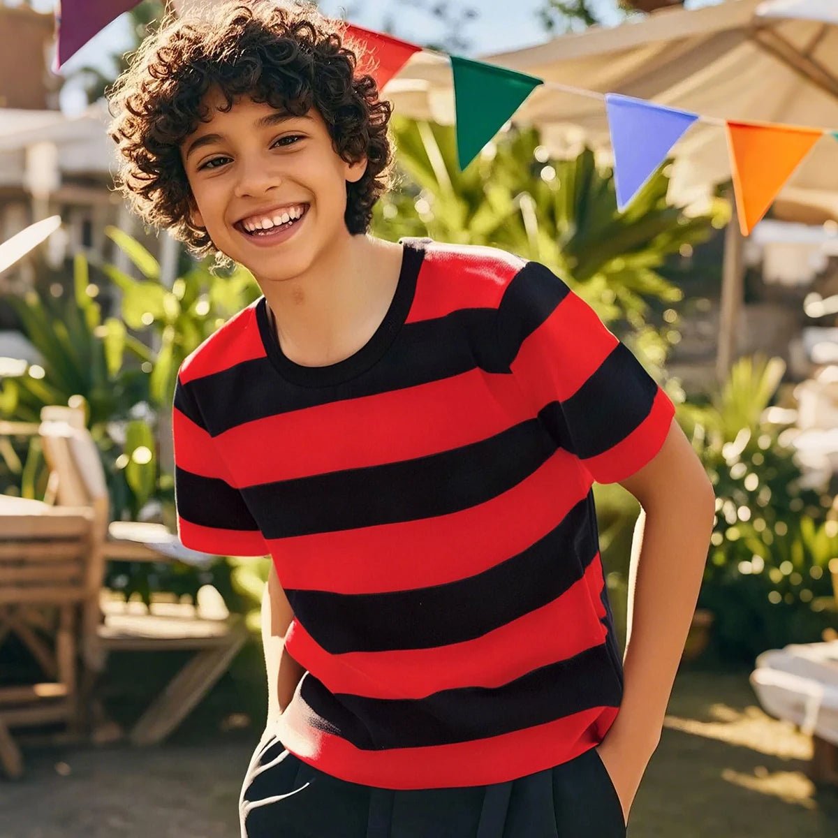 Kids Striped Tshirt Toddler T-shirt Boys Girls Cotton Short Sleeve Tops Children Summer Casual Tee Halloween Carnival Daily Wear