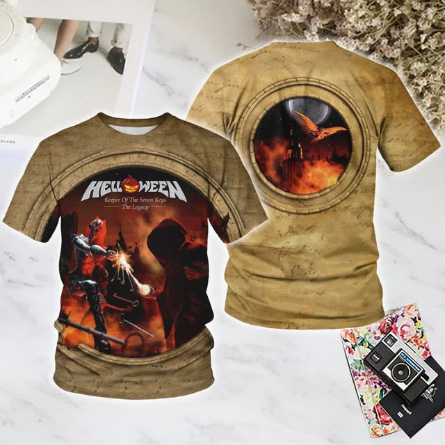 Classic Rock Helloween T-shirts Male 3D Print Men Women Hip Hop Trend Short Sleeve TShirt Street Loose Casual Oversized Y2k Tops