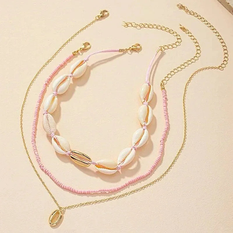 New Beach Style Seashell Necklace Beaded Choker Necklaces for Women Handmade Starfish Pendant Fashion Ocean Jewelry Чокер