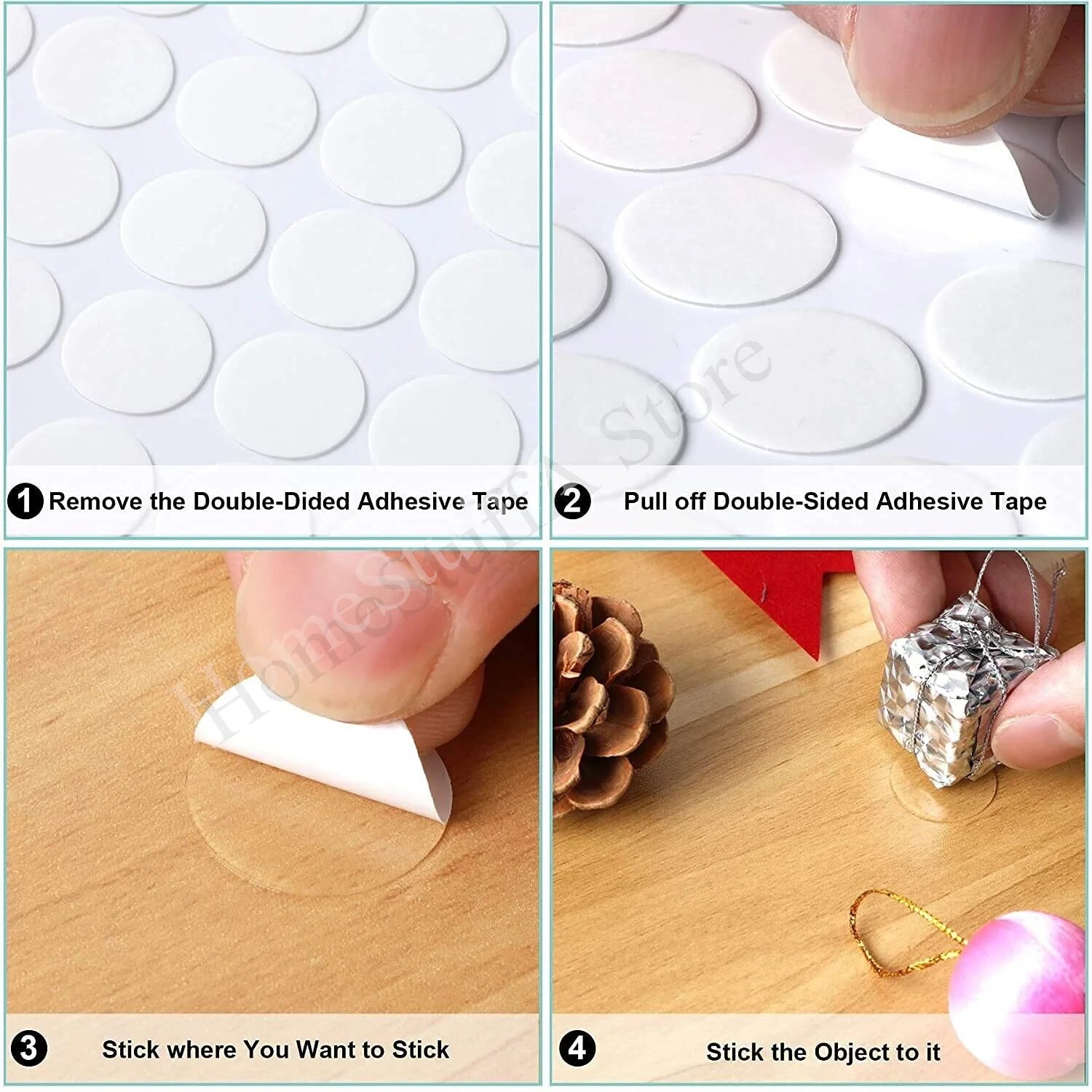 50 dot 1/1.5/2cm Adhesive Double Sided Tape Stickers Removable Round Sticky Tack No Trace Small Stickers for Festival Decoration