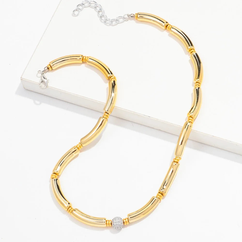 Boho Acrylic Bamboo Curved Tube Stackable Necklaces Bracelet for Women Men HipHop Resin Elbow Beads Choker Necklace 2024 Jewelry