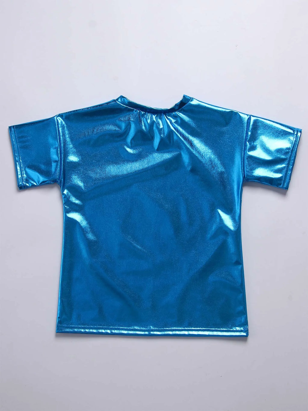 Children T-Shirt Shiny Metallic Short Sleeve Clothes Girl Boys Kids T-Shirt Hip Hop Jazz Dance Costume Top Performance Dancewear