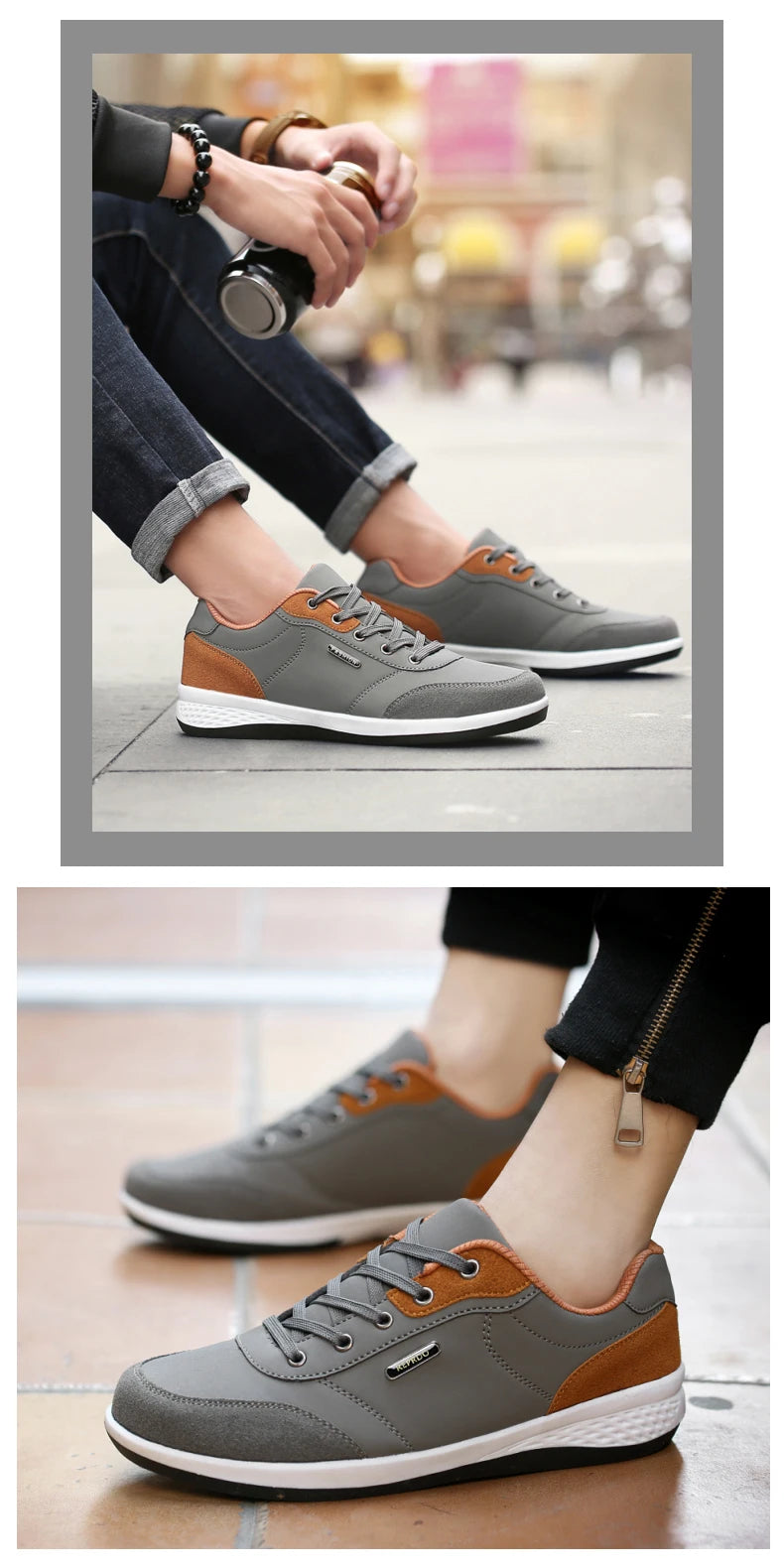 YRZL Men's Shoes Spring Autumn Waterproof Walking Sneakers Leisure Male Leather Sports Shoes Non-Slip Footwear Tennis for Men