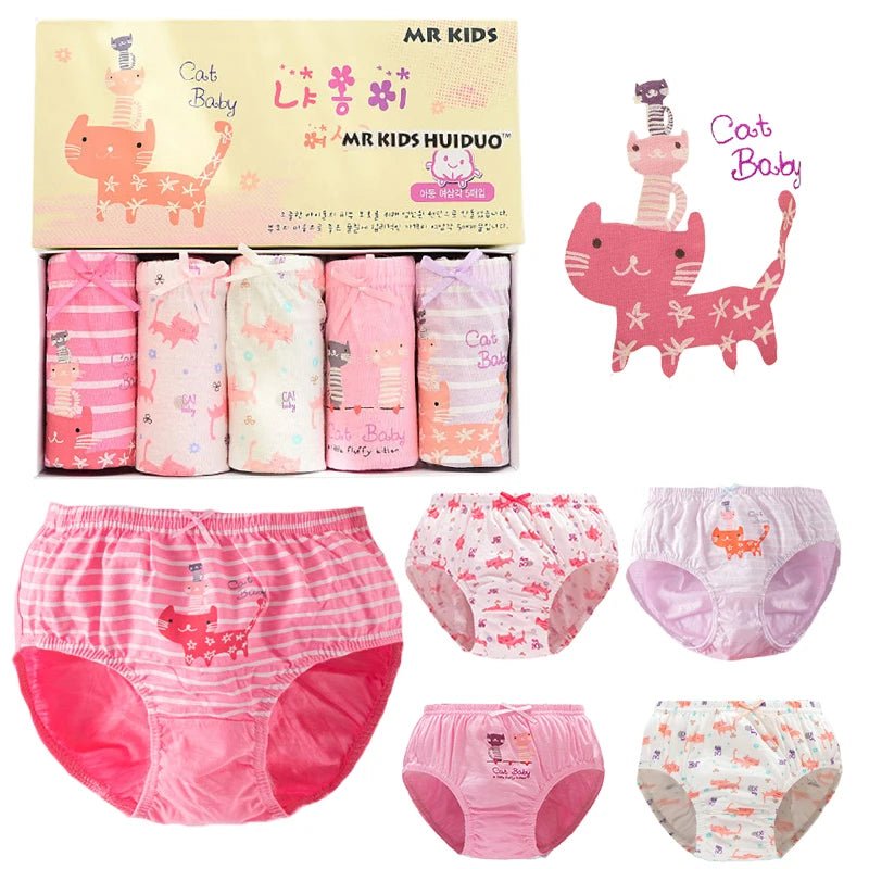 3Pcs/Lot Children Triangle Underwear High Quality Cotton Washable Girls Briefs Cute Cat Cartoon Kids Panties For Girl 3-14 Years