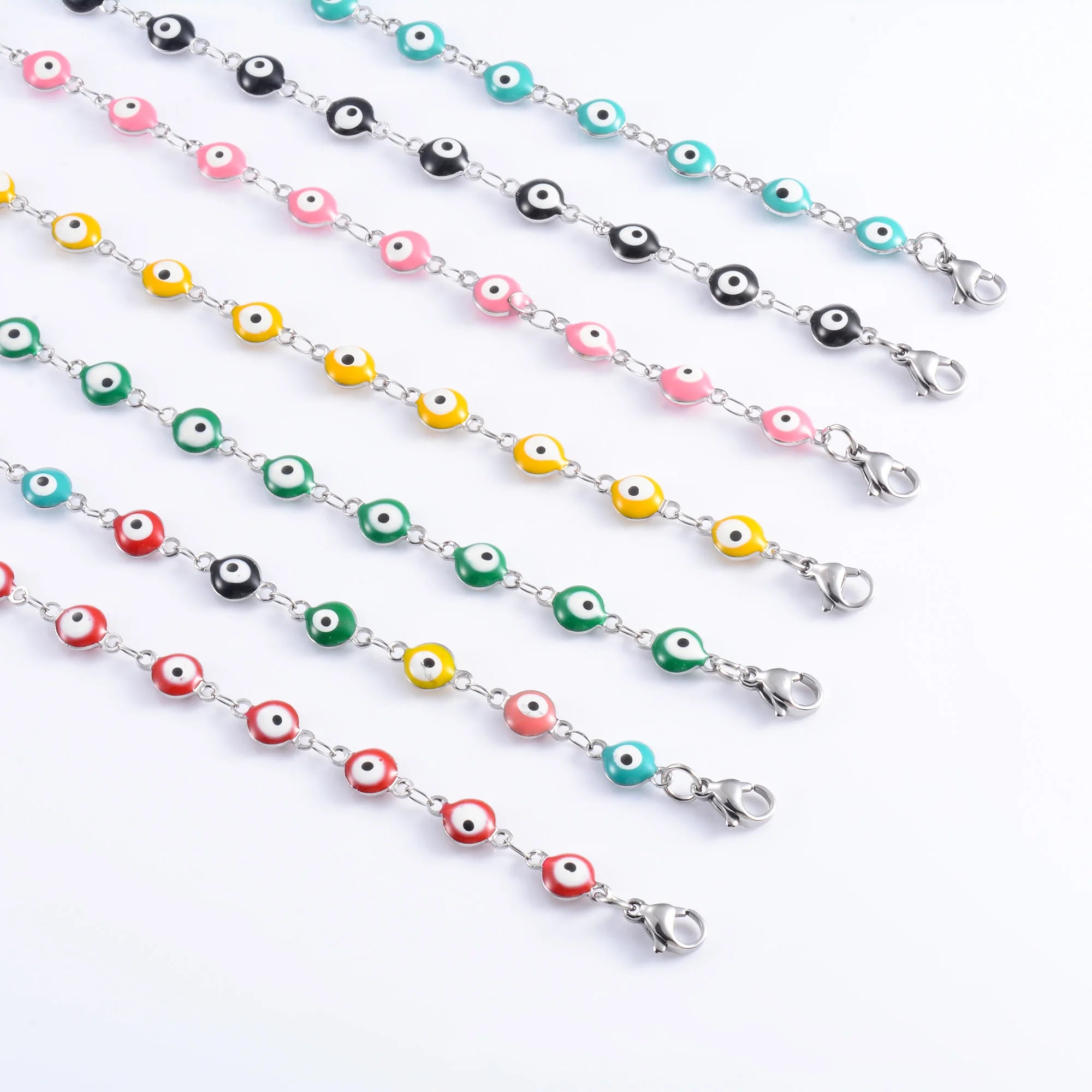 6mm Wide Egg Evil Turkey Eye Chain Stainless Steel Bracelet for Women Girl Ankle Anklet Summer Jewelry Accessories for Hand Foot