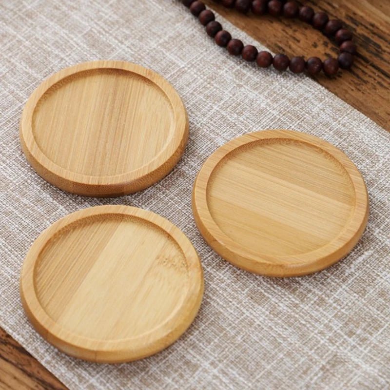 1Pc 6-12cm Bamboo Tray Bonsai Holder Round Plant Stand for Succulent Pot Wood Flower Pot Holder Garden Tools