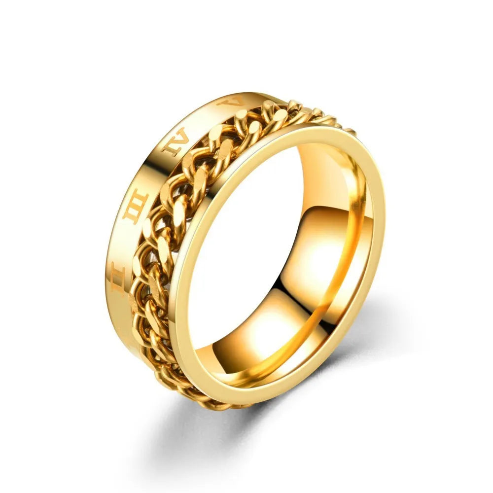 Titanium Steel Rotatable Chain Rings for Women and Men - Spinner Ring, Decompression Multifunctional Chain Ring, Bottle Opener Ring, Gift