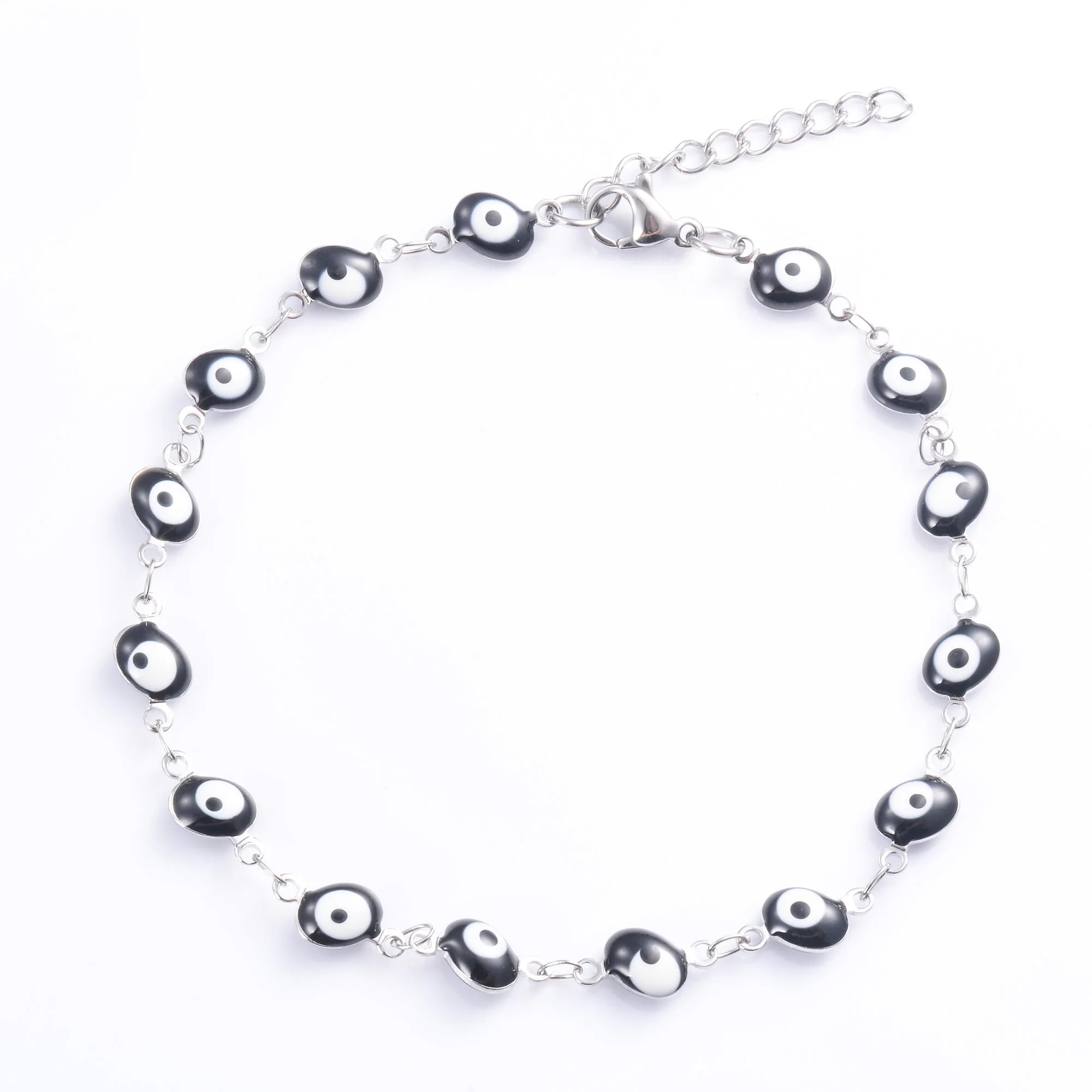Colorful Turkish Evil Eye Stainless Steel Bracelet for Women Link Chain for Hand Foot Girl Anklet Summer Jewelry Accessory