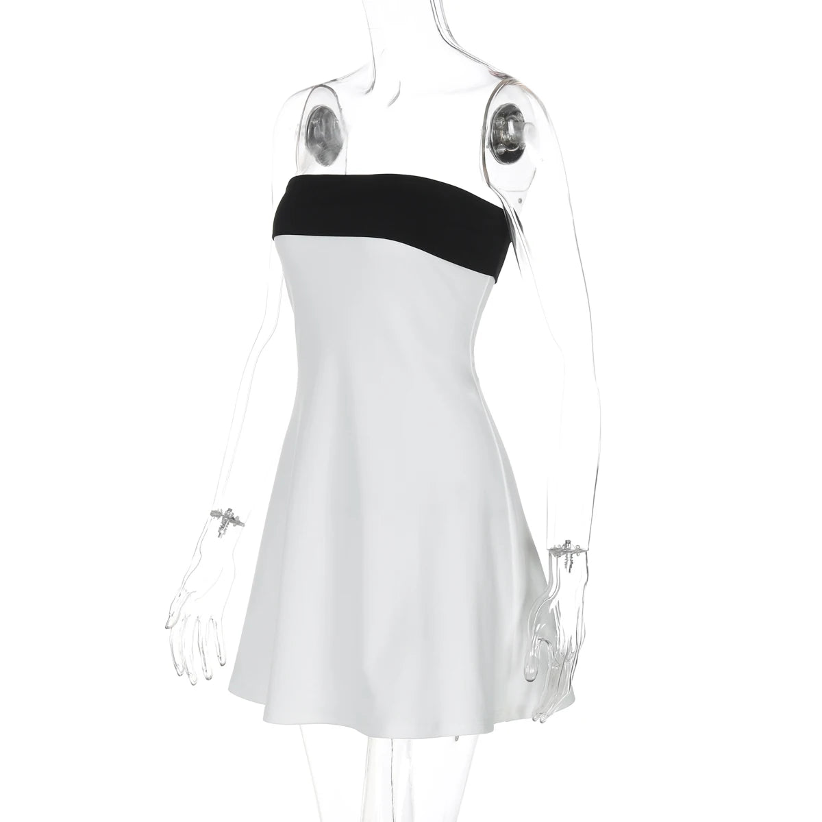 Hugcitar Colorblock Patchwork Bandeau Mini Dress – Sexy Bodycon Summer 2025, Party & Festival