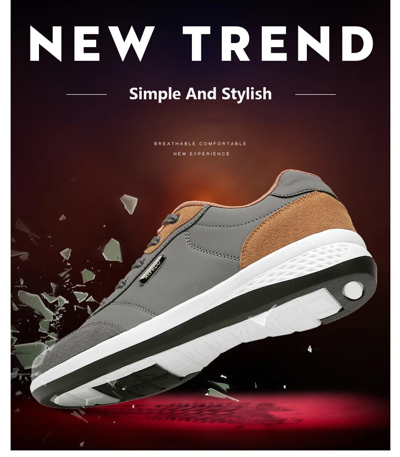 YRZL Men's Shoes Spring Autumn Waterproof Walking Sneakers Leisure Male Leather Sports Shoes Non-Slip Footwear Tennis for Men