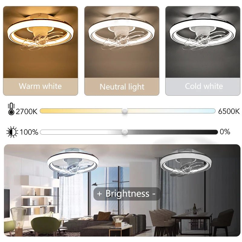 Ventilateur Plafonnier LED RGB 7 Pales – Bluetooth, Télécommande & Musique | BENEWTON