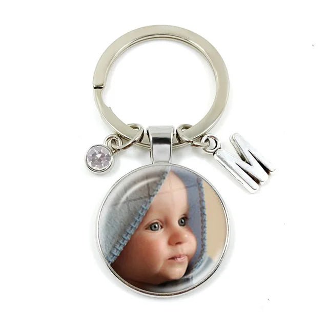 Personalized Custom Keychain Birthstone 26 Letters Photo Mum Dad Baby Children Grandpa Parents Pendant Keyholder Keyring Gift