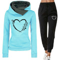 Butterfly Heart Printed Hoodies Sweatpants 2025 Autumn Winter Women's Fashion Tracksuit Home Outdoor Casual Warm Hooded Outfits