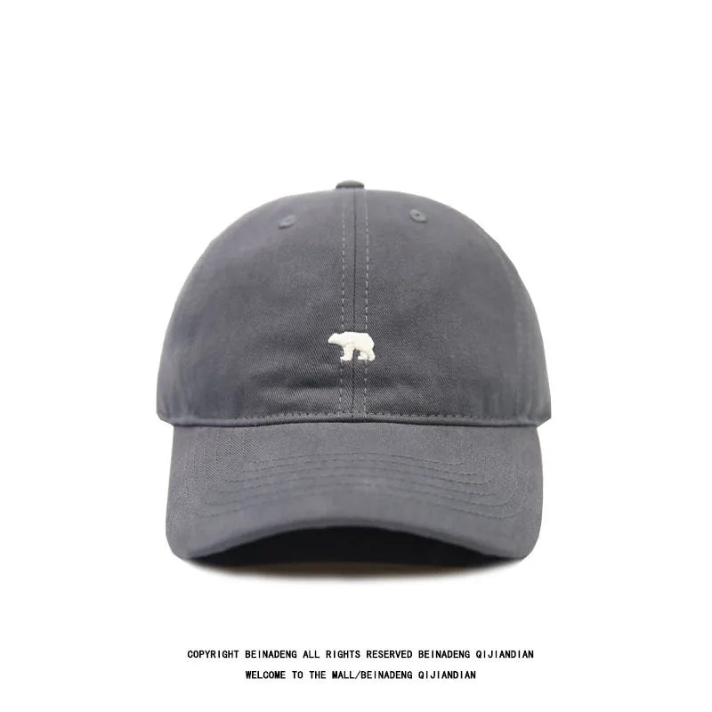 Fashion Baseball Cap for Women and Men Embroidery Polar Bear Hip Hop Snapback Caps Cotton Sun Hats Unisex Solid Color Visor Hats