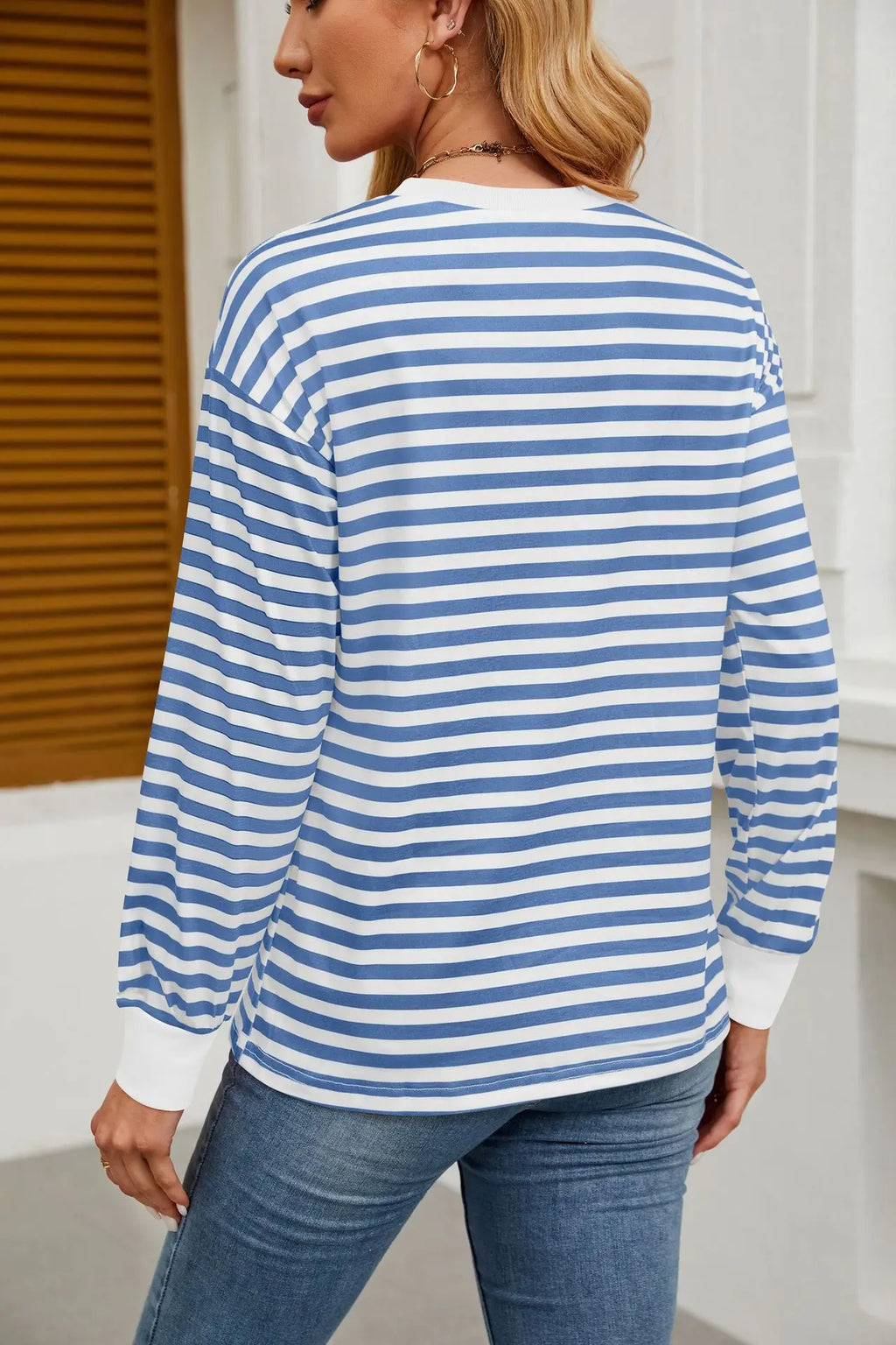 2025 Spring Women's Striped T-shirt Long Sleeve O-neck Color-blocking Fashion Top Versatile College Casual Street Tees