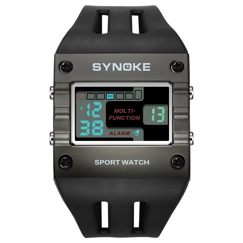 SYNOKE Montre de sport numérique pour homme, gros chiffres, grand cadran à grands chiffres, facile à lire, étanche, montre militaire de course