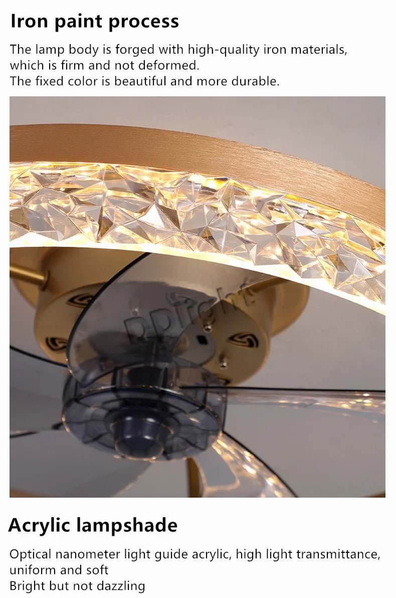 Ventilateur Plafonnier LED Intelligent avec Télécommande – Dimmable, Décor Chambre & Salon | Smart Fan
