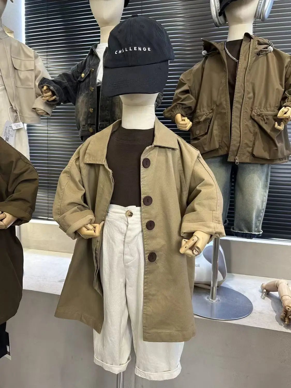 Spring Fall New Boys Girls Solid Color Casual Trench Coat Children Fashion Mid-Length Windbreaker Kids Single Breasted Clothes