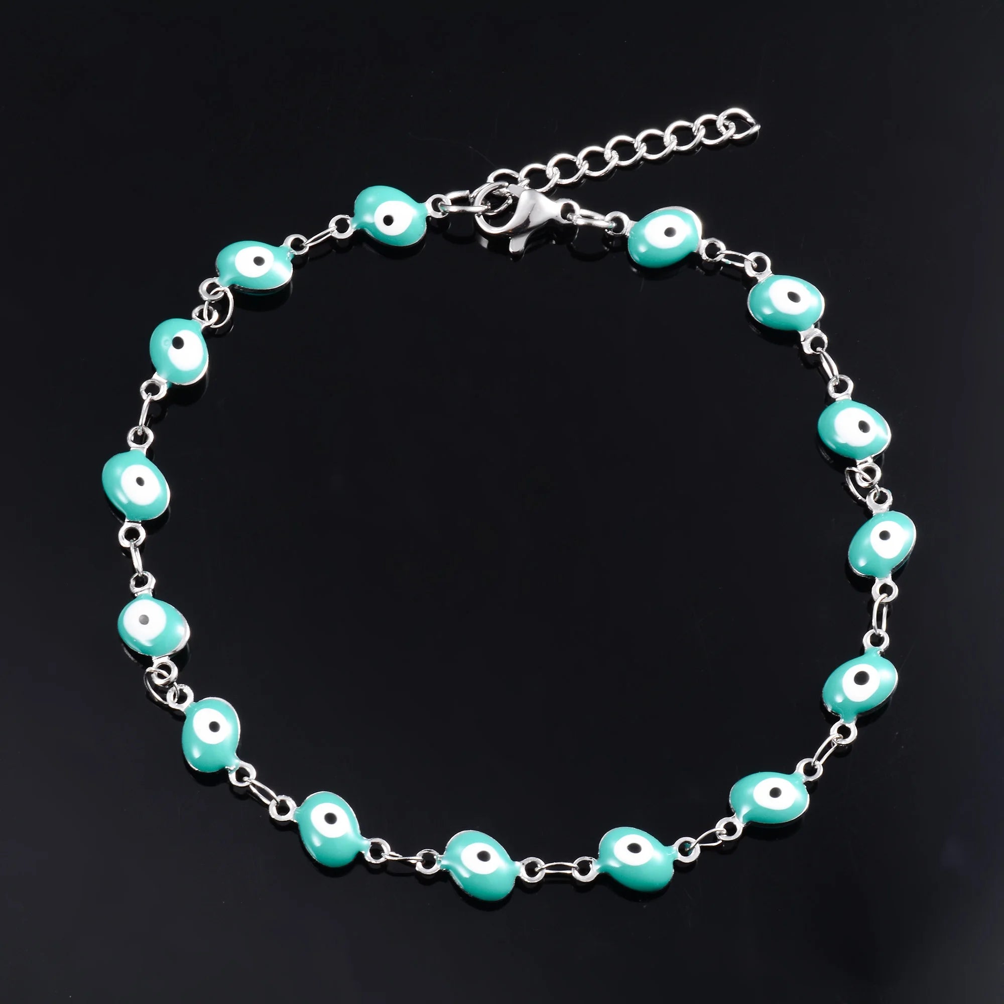 6mm Wide Egg Evil Turkey Eye Chain Stainless Steel Bracelet for Women Girl Ankle Anklet Summer Jewelry Accessories for Hand Foot