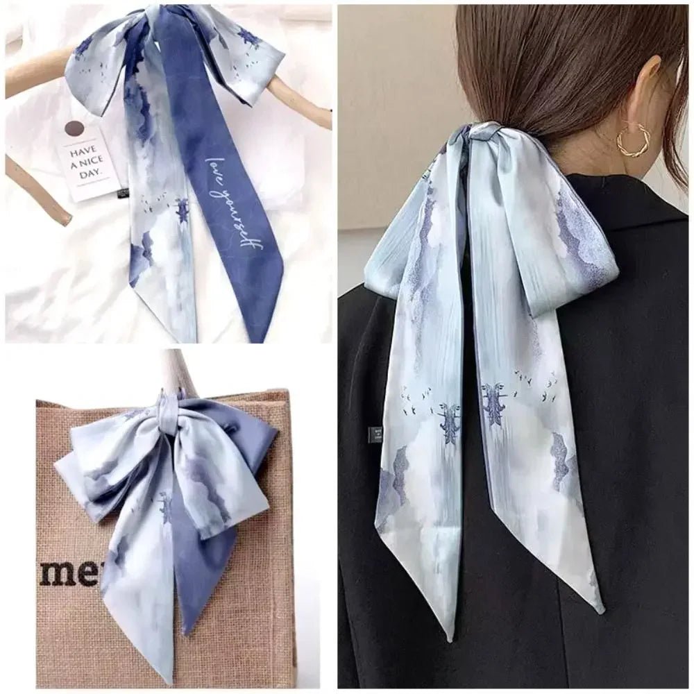 Fashion Floral Headband Oil Painting Ribbon Headscarves Chinese Style Hair Ribbon Scarf