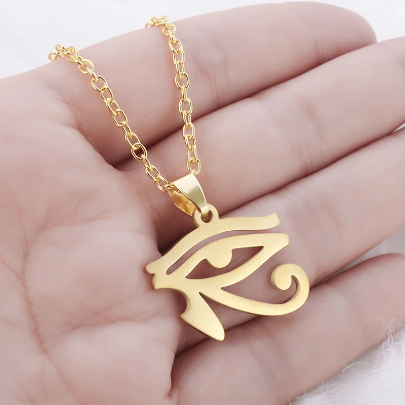 Ancient Egyptian Pharaoh Life Anka Cross Stainless Steel Necklace Anubis Totem Pendant Men\'s Amulet Jewelry Leather Rope Chain