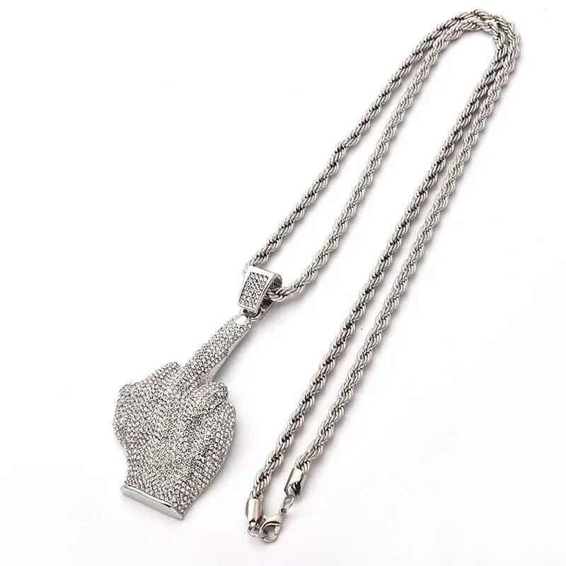 Hip-Hop Iced Out Spades Playing Card Necklace Men\'s Personalized Street Hip-Hop Rock Trend Jewelry Cool Luck Necklace
