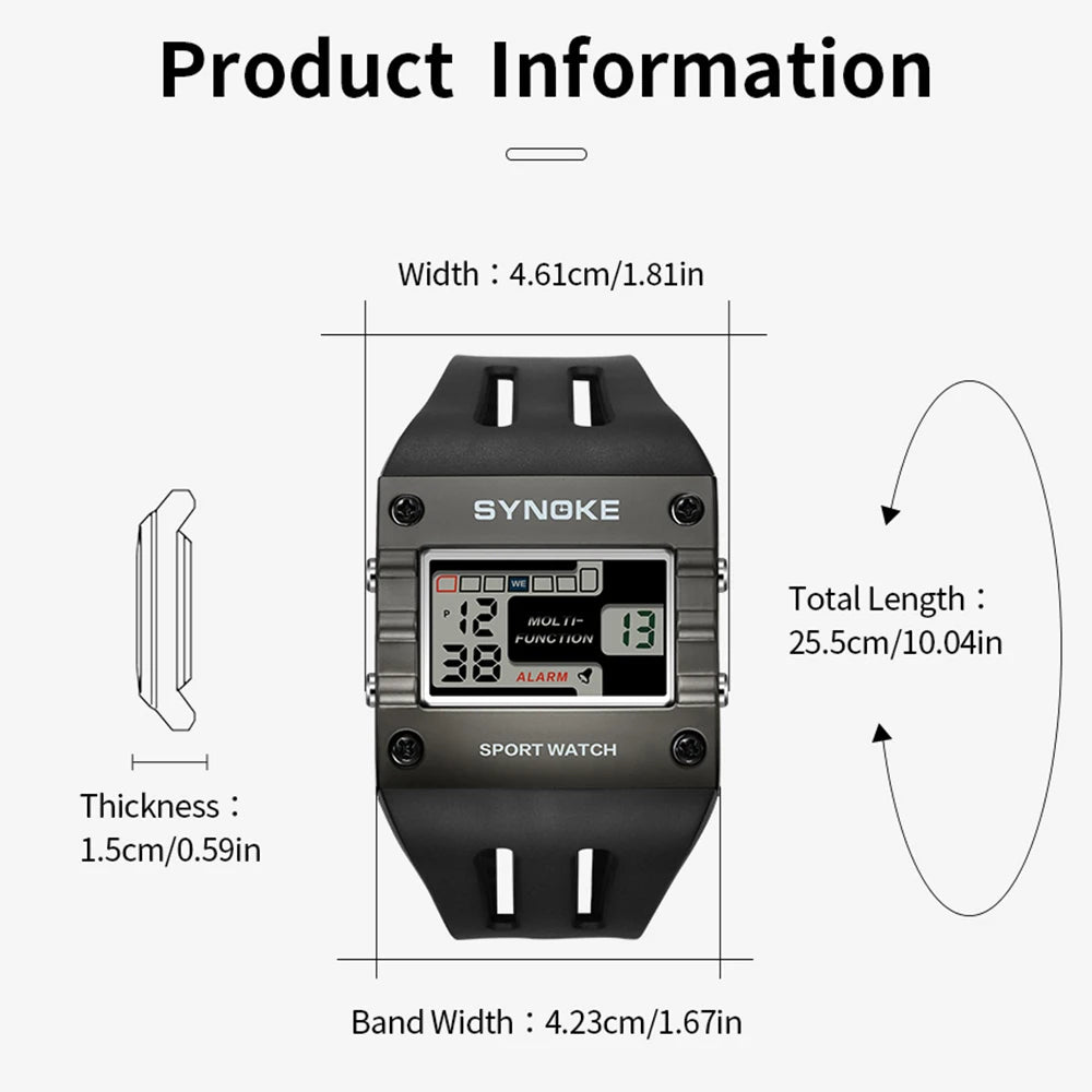 SYNOKE Montre de sport numérique pour homme, gros chiffres, grand cadran à grands chiffres, facile à lire, étanche, montre militaire de course