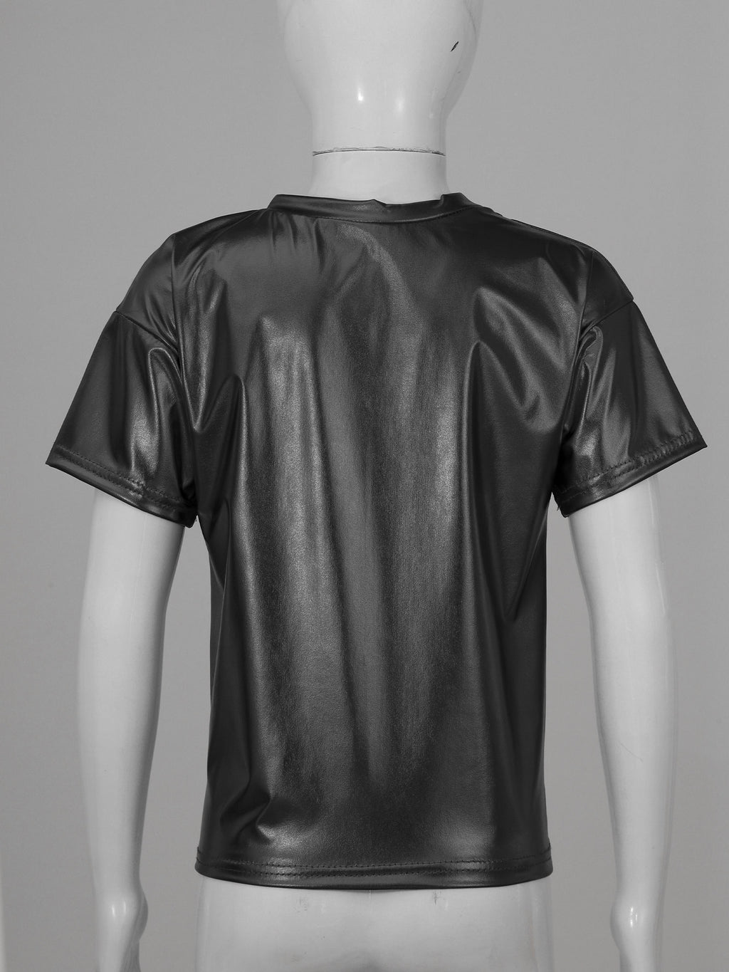 Children T-Shirt Shiny Metallic Short Sleeve Clothes Girl Boys Kids T-Shirt Hip Hop Jazz Dance Costume Top Performance Dancewear