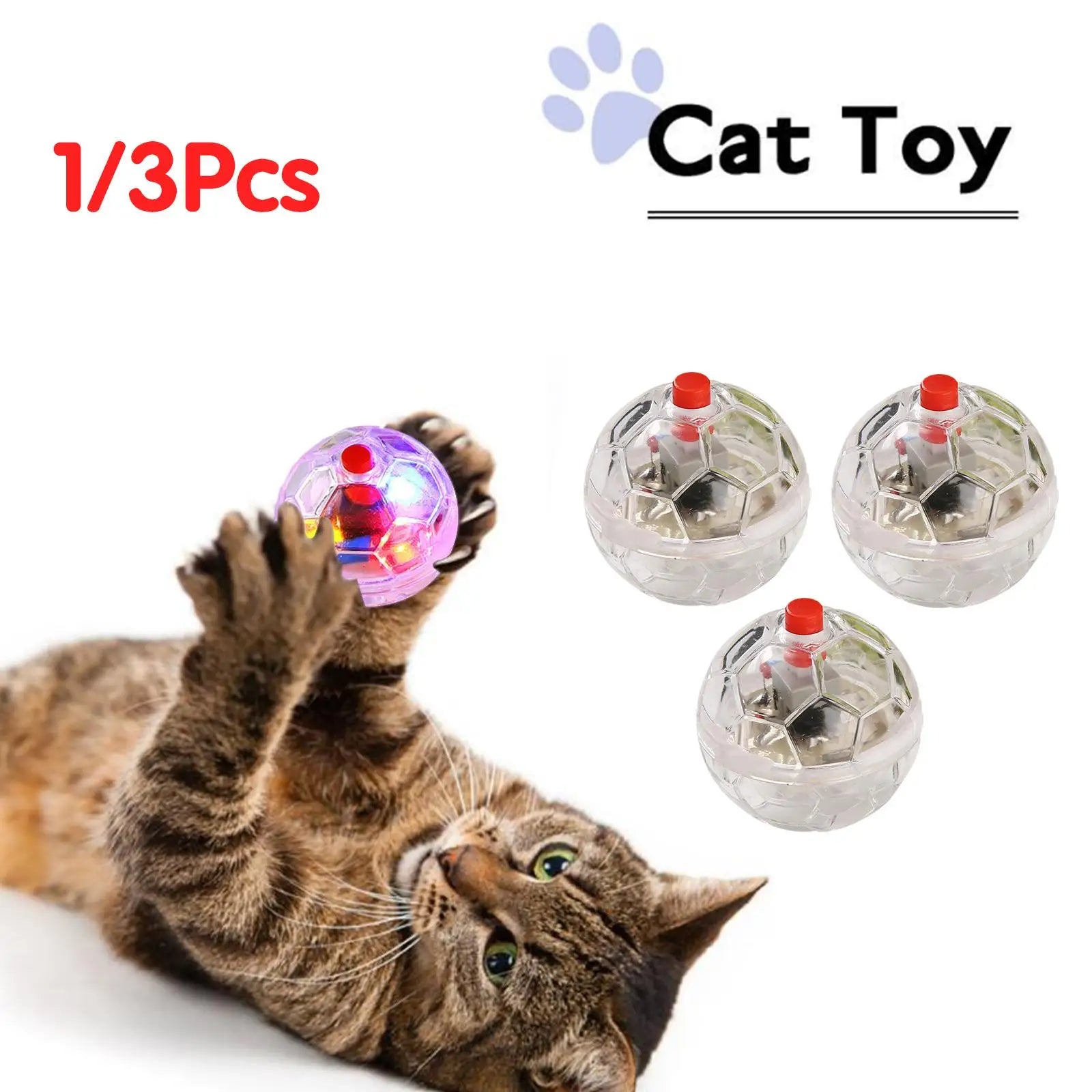 Balles LED Interactives pour Chat – S’allument au Mouvement | Lot de 1 ou 3 pcs