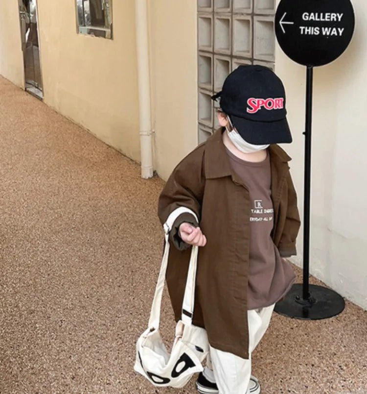 All Season Kids' Cotton Trench Coat Korean Style Unisex Mid Length Versatile Casual Top for Boys Girls