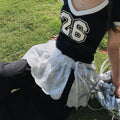 New Embroidered Flower Lace Mini Skirt See Through Y2K Streetwear Ruched Skirts Harajuku Butt Curtain Jeans Decoration