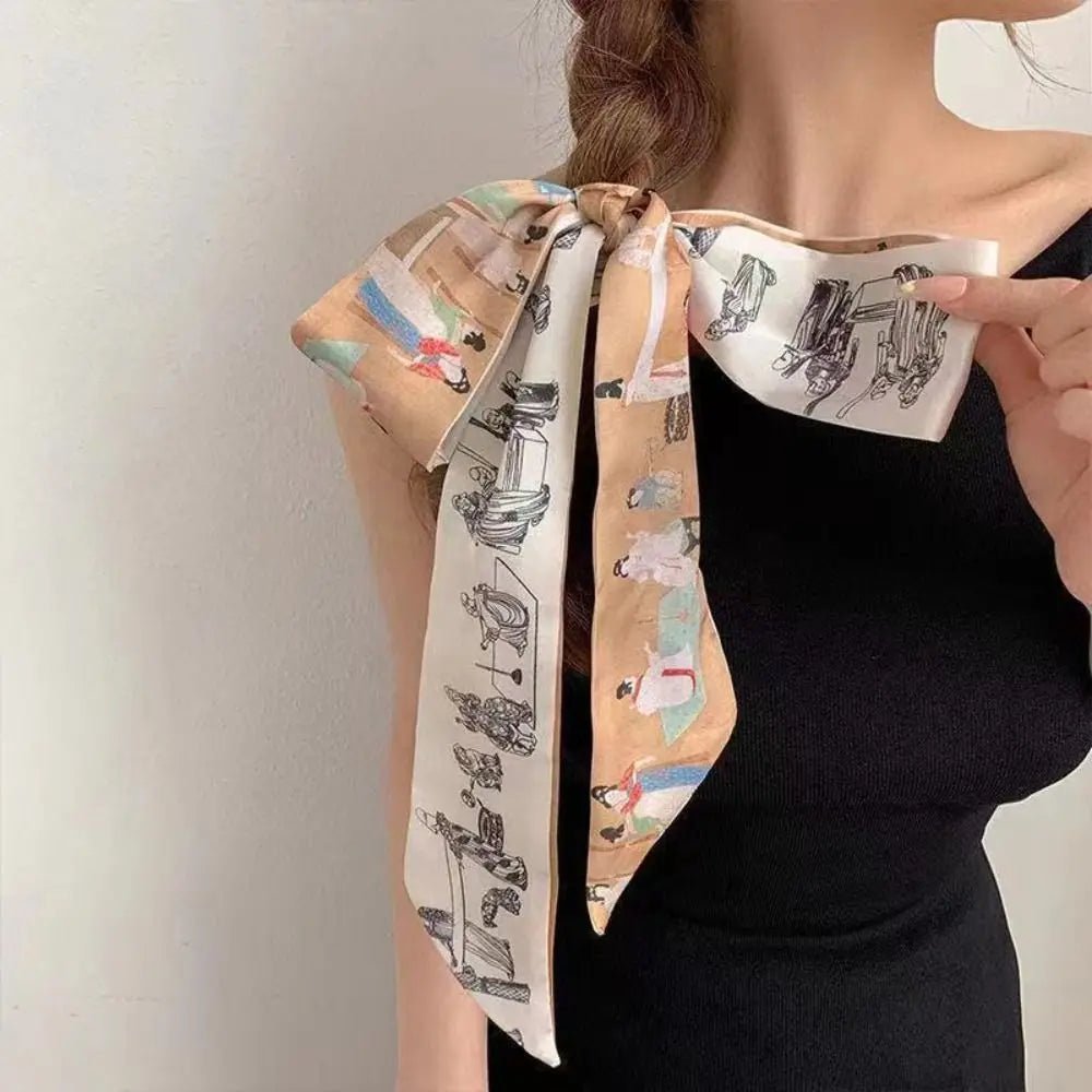 Fashion Floral Headband Oil Painting Ribbon Headscarves Chinese Style Hair Ribbon Scarf
