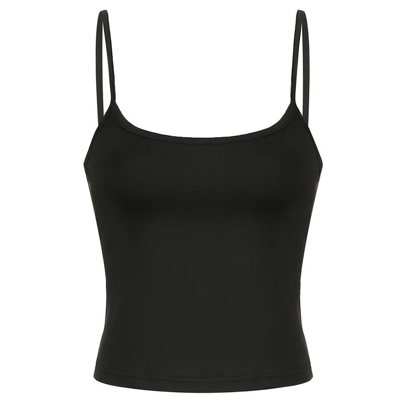 Basic Solid Camis Summer Casual Sleeveless Spaghetti Strap Top Women Harajuku All-match Cropped Tops y2k Vintage Clothing