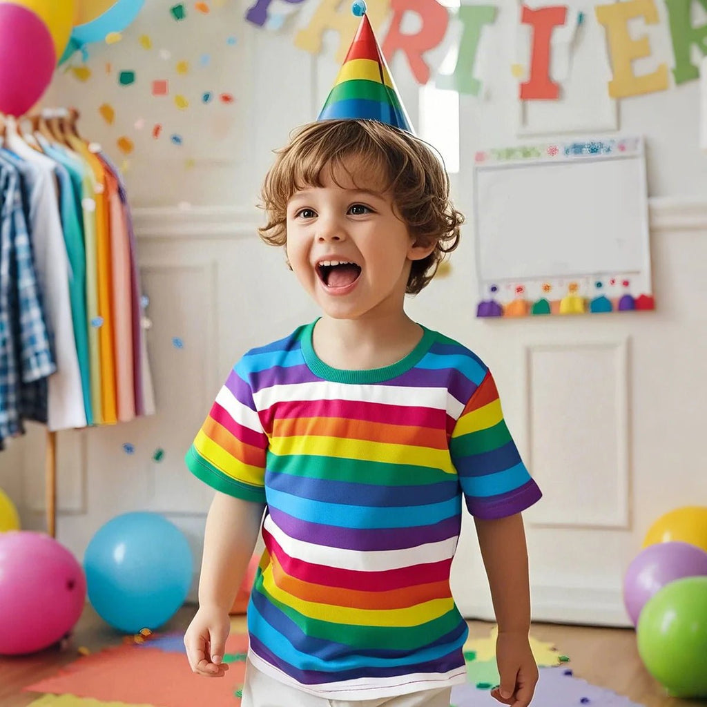 Kids Striped Tshirt Toddler T-shirt Boys Girls Cotton Short Sleeve Tops Children Summer Casual Tee Halloween Carnival Daily Wear