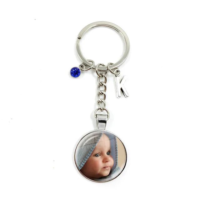 Personalized Custom Keychain Birthstone 26 Letters Photo Mum Dad Baby Children Grandpa Parents Pendant Keyholder Keyring Gift